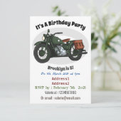 軍用クルーザーバイクの漫画イラスト 招待状 (スタンド正面)