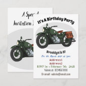 軍用クルーザーバイクの漫画イラスト 招待状 (正面/裏面)