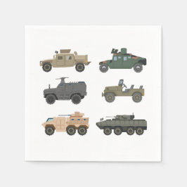 軍用デザインのペーパーナプキン 戦車パーティー用品 スタンダードカクテルナプキン