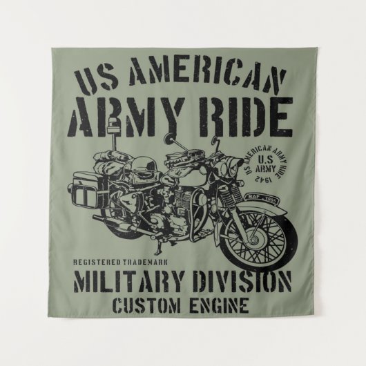 軍用バイクのブランケット タペストリー (正面)