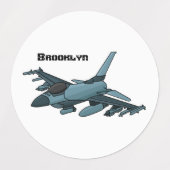 軍用戦闘機の漫画 ラベル (デザイン2)