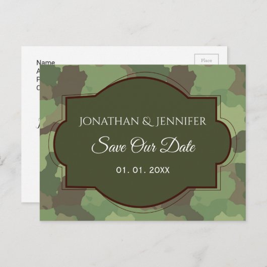 軍用結婚式の日付を保存 案内ポストカード (正面/裏面)