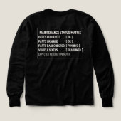 軍用車両整備ステータスマトリクスTシャツ (デザイン背面)