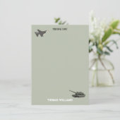 軍用迷彩グリーンのカモフラージュ柄の誕生日 サンキューカード (スタンド正面)