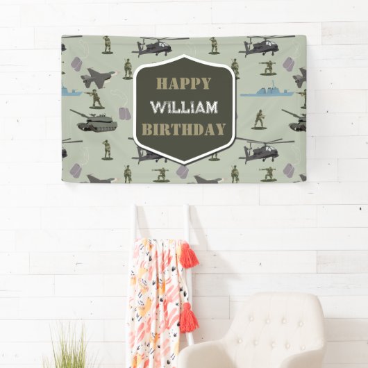 軍用迷彩グリーンミリタリー誕生日 横断幕 (インサイチュ)