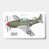 軍用飛行機の漫画イラスト バッジ (裏面)