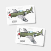 軍用飛行機の漫画イラスト バッジ (正面＆裏面)