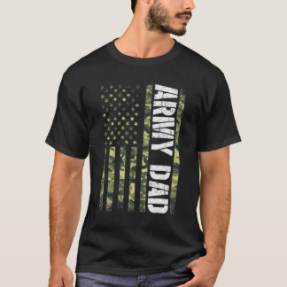 軍誇りを持ったパパ統一された州USA国旗贈呈 Tシャツ