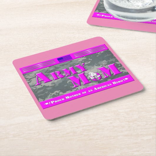 軍誇りを持った母 スクエアペーパーコースター (アングル)