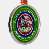 軍誇りを持った軍隊警察隊退役軍人クリスマス メタルオーナメント (右)