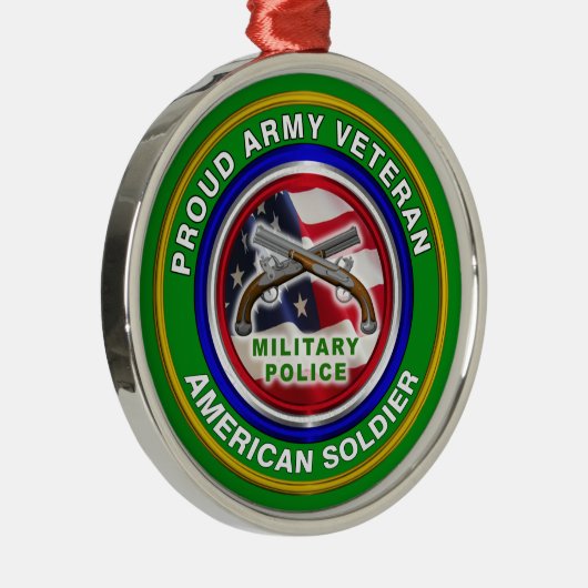 軍誇りを持った軍隊警察隊退役軍人クリスマス メタルオーナメント (右)