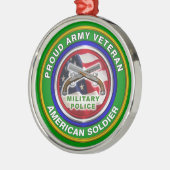 軍誇りを持った軍隊警察隊退役軍人クリスマス メタルオーナメント (左)