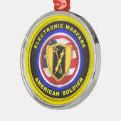 軍誇りを持った退役軍人電子戦クリスマス メタルオーナメント (左)