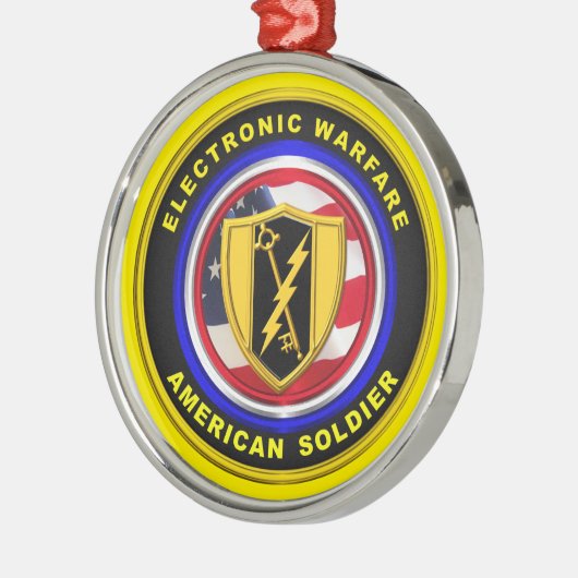 軍誇りを持った退役軍人電子戦クリスマス メタルオーナメント (左)