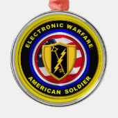 軍誇りを持った退役軍人電子戦クリスマス メタルオーナメント (正面)