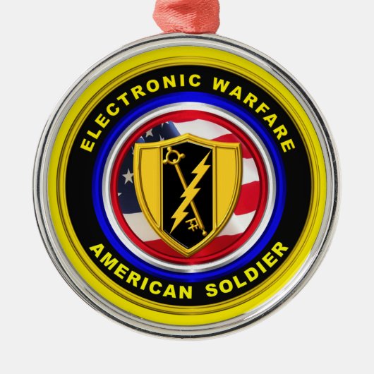軍誇りを持った退役軍人電子戦クリスマス メタルオーナメント (正面)