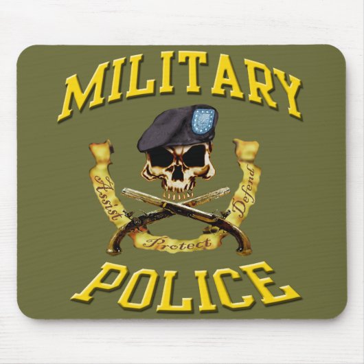 軍警察のドクロとピストルのマウスパッド マウスパッド (正面)