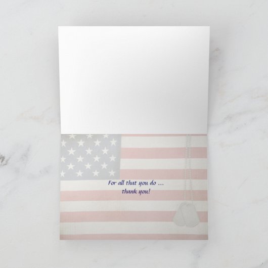 軍隊ありがとう犬のタグ サンキューカード (内部)