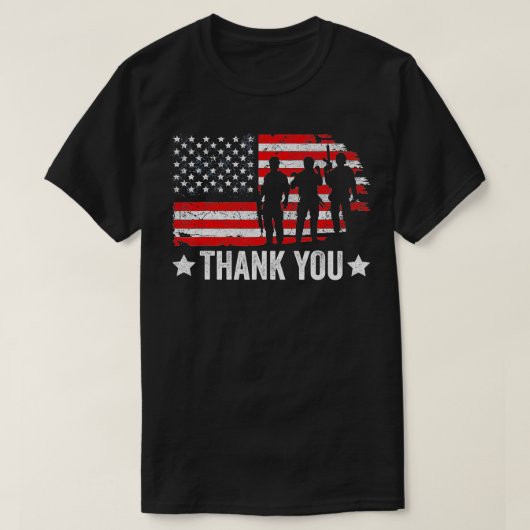 軍隊おもしろい米国国旗のアパレルありがとうアメリカ Tシャツ (デザイン正面)