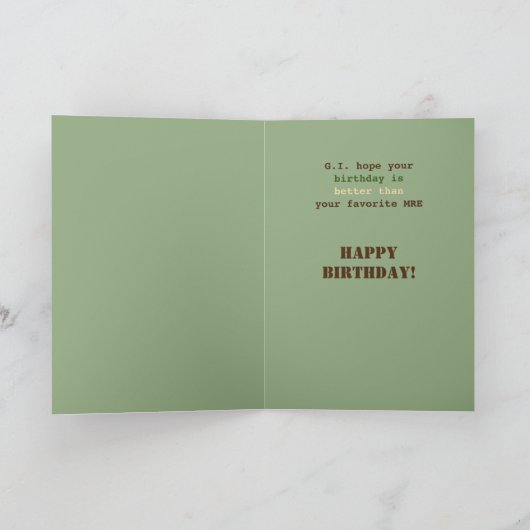 軍隊おもしろい誕生日ノックノックジョーク カード (内部)