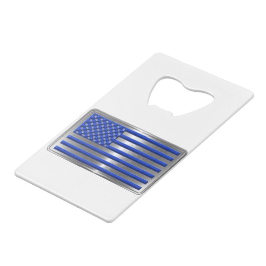 軍隊および法執行米国国旗の献上品 クレジットカード栓抜き (裏面アングル)