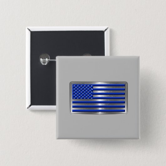 軍隊および法執行米国国旗の献上品 缶バッジ (正面&裏面)