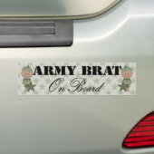 軍隊のがきの船上に男の子(暗い皮) バンパーステッカー (車上)