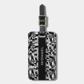 軍隊のカムフラージュの白黒パターン ラゲッジタグ (正面縦)