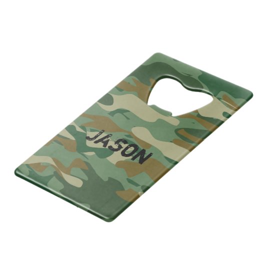 軍隊のカムフラージュ色のクレジットカードの栓抜き クレジットカード栓抜き (正面アングル)