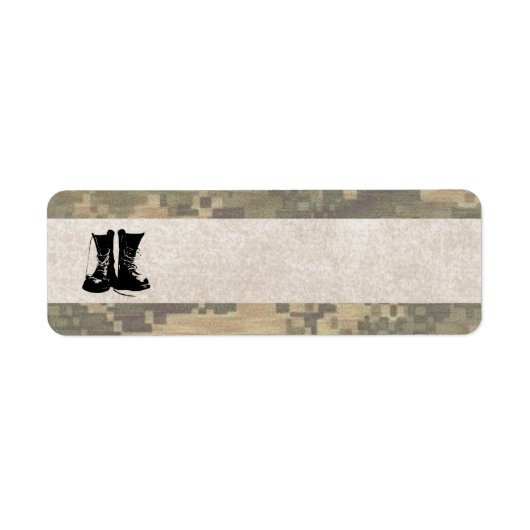軍隊のカモフラージュと軍の戦闘用ブーツ ラベル (正面)