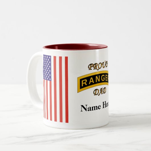 軍隊のレーンジャーの学校タブ-誇り高いパパ-ツートーンマグ ツートーンマグカップ (正面左)