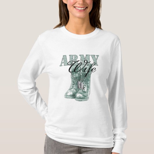 軍隊の妻の戦闘用ブーツNのドッグタッグ(デジタル迷彩柄) Tシャツ (正面)