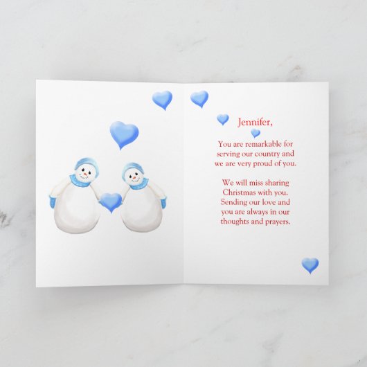 軍隊の娘のための愛国心が強いクリスマスカード シーズンカード (内部)