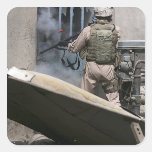 軍隊の巡査が海岸を廻る スクエアシール (正面)