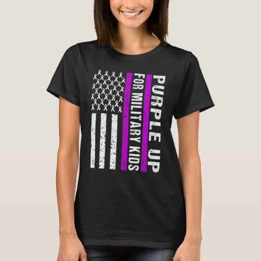 軍隊の月は紫色の軍隊 Tシャツ (正面)