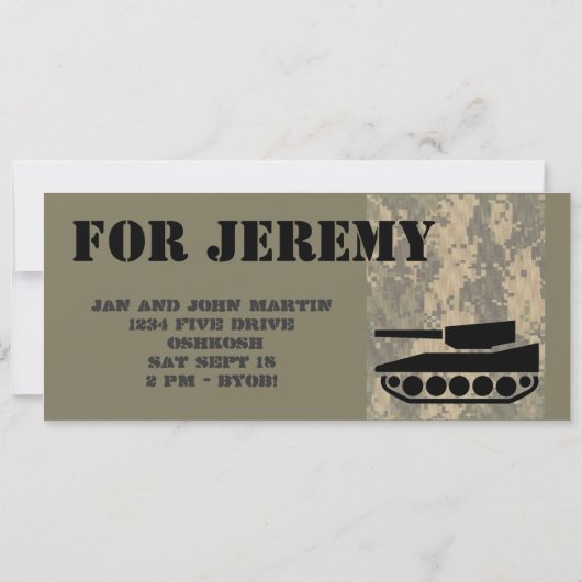 軍隊の歓迎された家のパーティーのカスタム 招待状 (裏面)