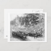 軍隊の男が列に並ぶ乗馬写真 ポストカード (正面/裏面)