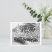 軍隊の男が列に並ぶ乗馬写真 ポストカード (スタンド正面)