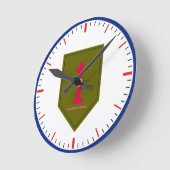 軍隊の第1歩兵部隊 ラウンド壁時計 (傾斜)