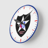 軍隊の第2歩兵部隊 ラウンド壁時計 (傾斜)