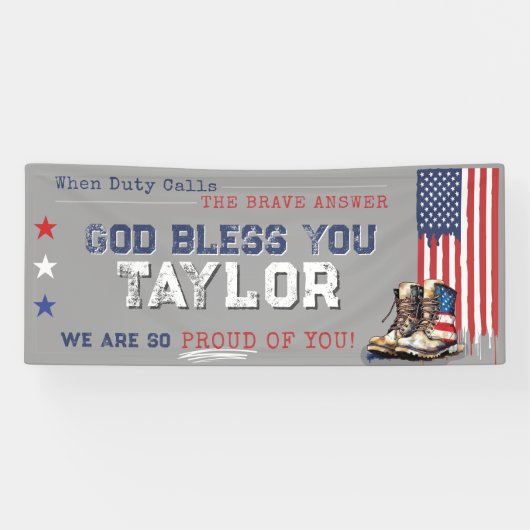 軍隊の米国国旗のブーツ2.5x6グレー進行遠くにパーティー 横断幕 (横)