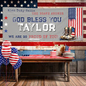 軍隊の米国国旗のブーツ2.5x6グレー進行遠くにパーティー 横断幕