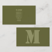 軍隊の緑のステンシルモノグラムの名刺 名刺 (正面/裏面)