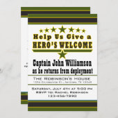 軍隊の英雄の歓迎された家の招待状 招待状 (正面/裏面)