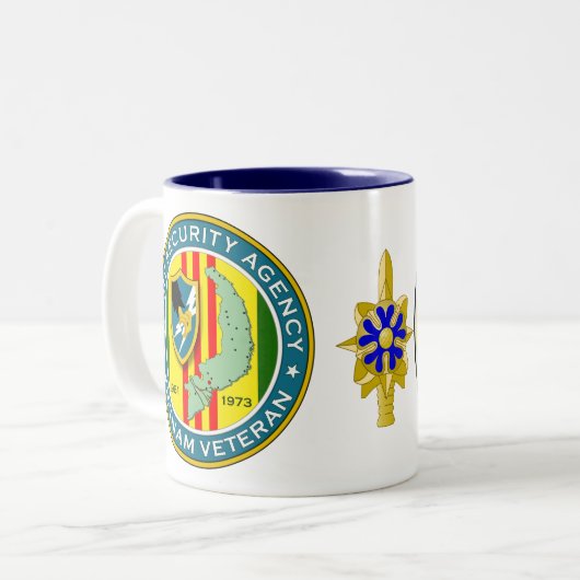 軍隊の警備機関-ベトナムの退役軍人 ツートーンマグカップ (正面左)