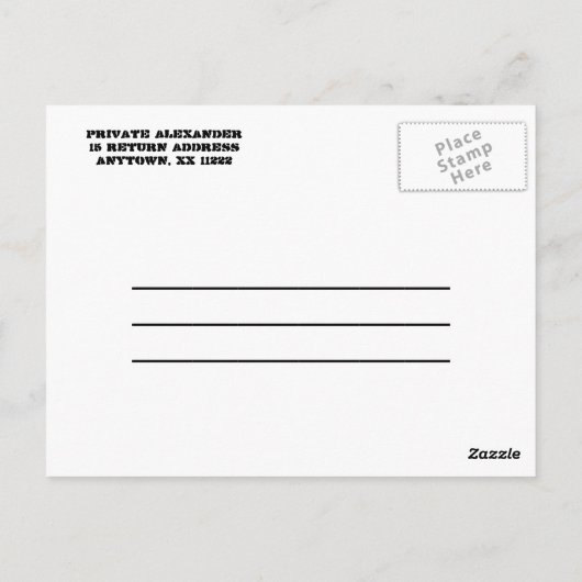 軍隊の迷彩柄の誕生会はノート感謝していしています ポストカード (裏面)