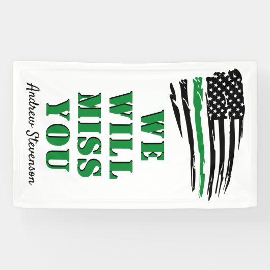 軍隊の遠くにパーティー薄い緑の線のフラグ 横断幕 (横)