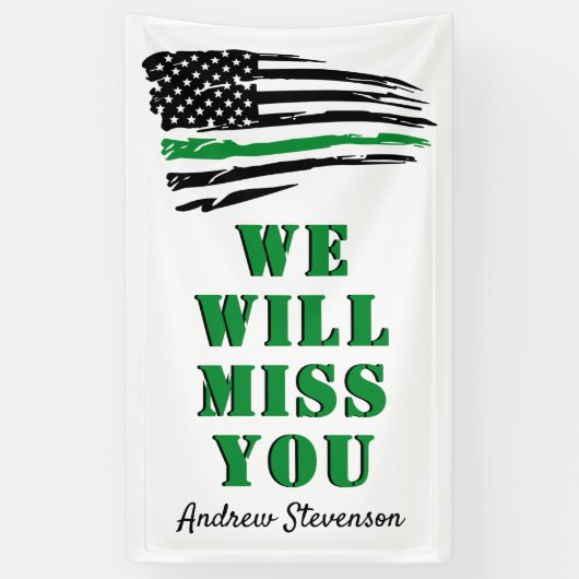 軍隊の遠くにパーティー薄い緑の線のフラグ 横断幕 (縦)