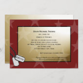 軍隊の遠くにパーティー金ゴールドと赤 招待状 (正面/裏面)