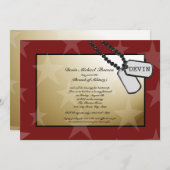 軍隊の遠くにパーティー金ゴールドと赤 招待状 (正面/裏面)